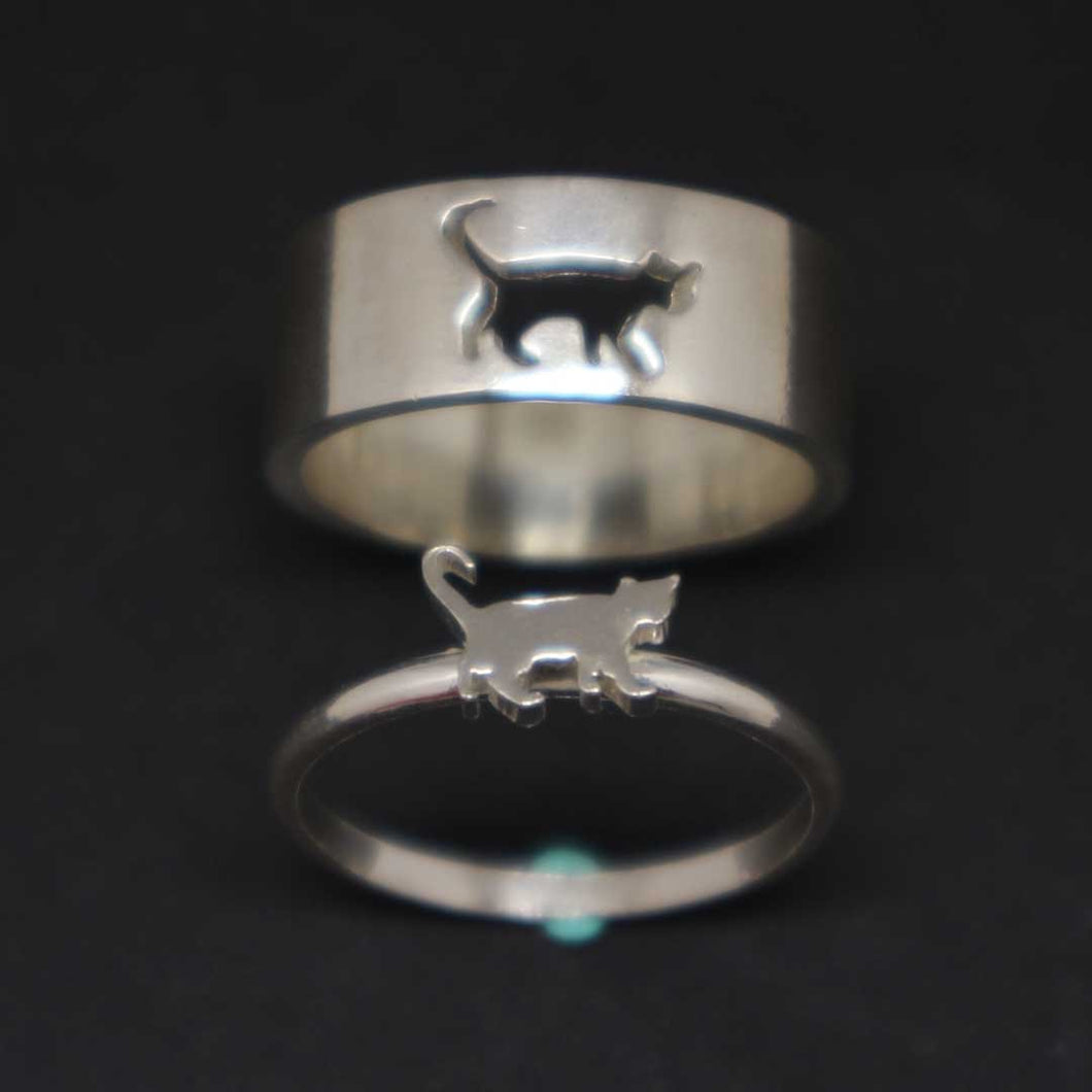 Cat Couple Promise Rings Set