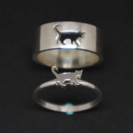Cat Couple Promise Rings Set