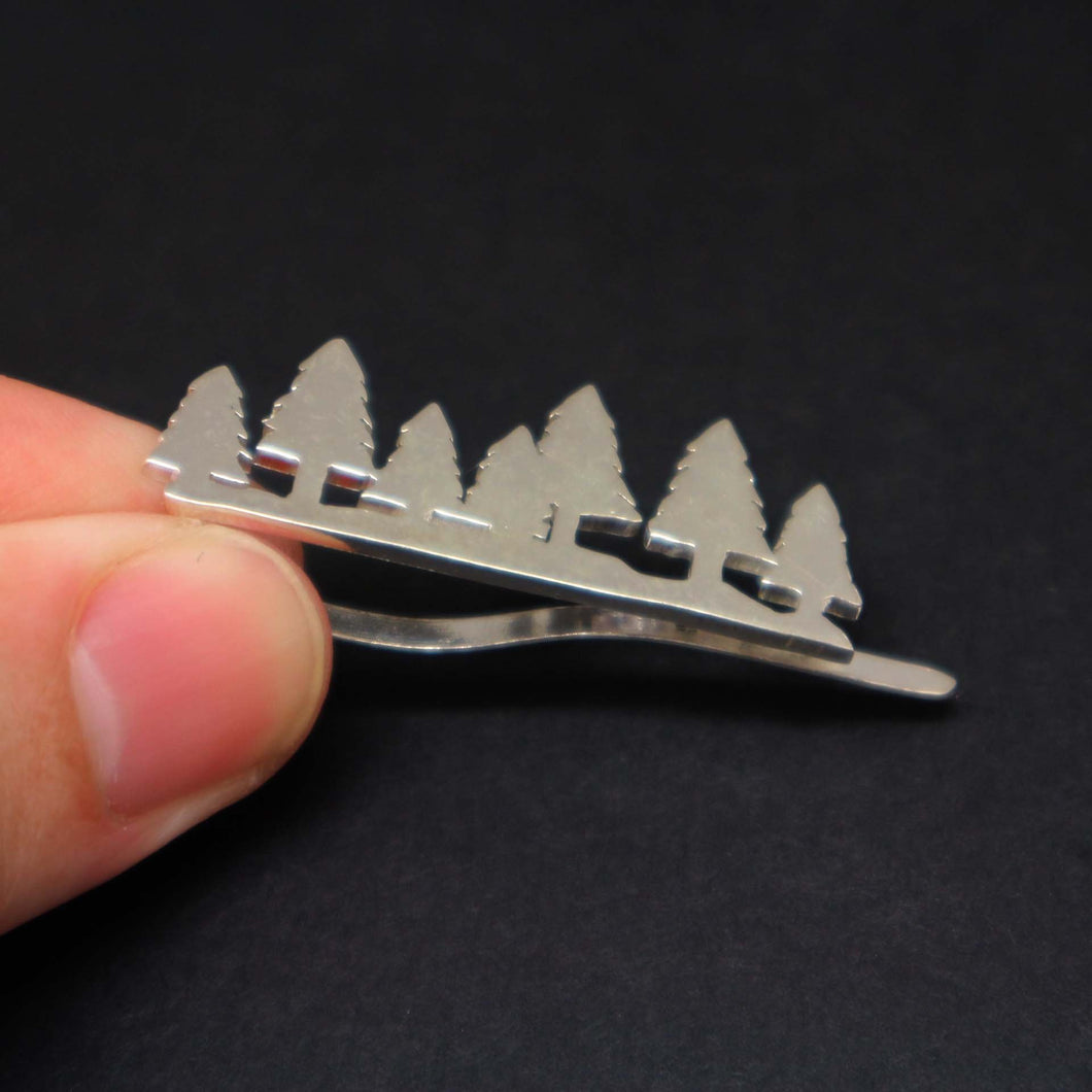 Silver Pine Tree Forest Tie Clip