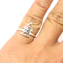 Load image into Gallery viewer, Silver Triple Triangle Ring
