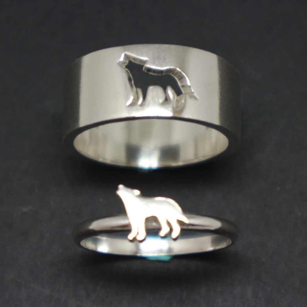 Wolf Couple Set Promise Ring