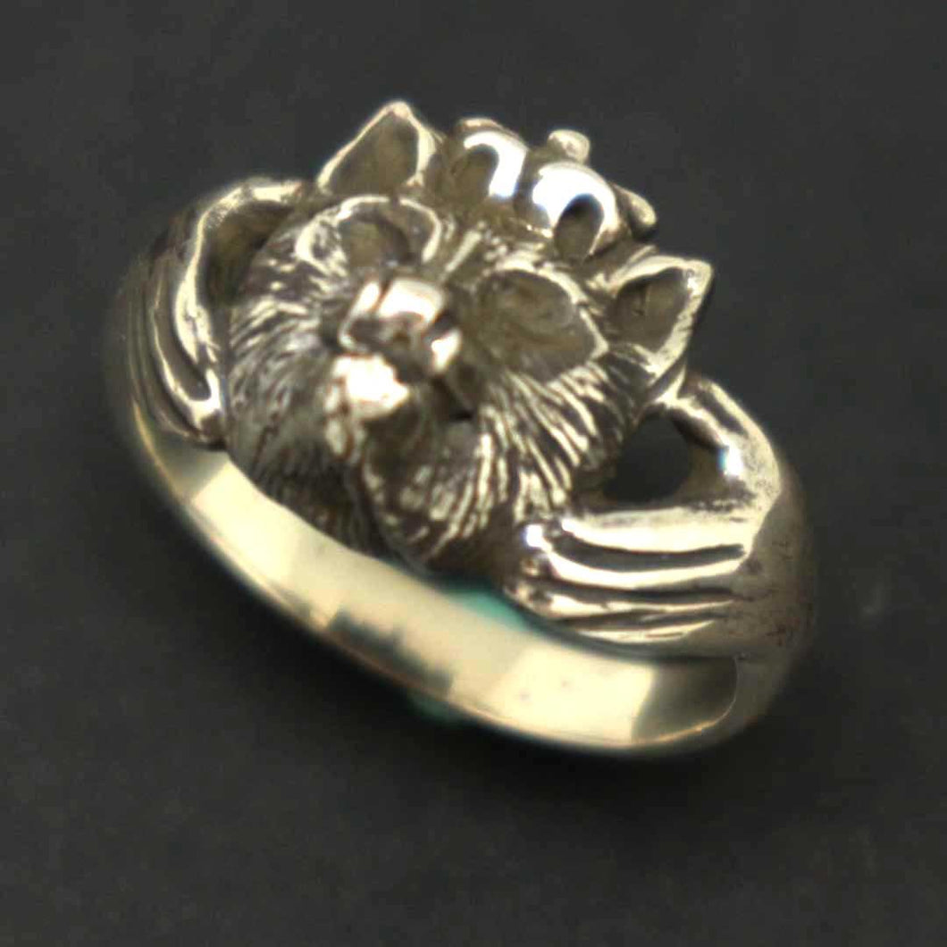 Unqiue Wolf Claddagh Statement Ring