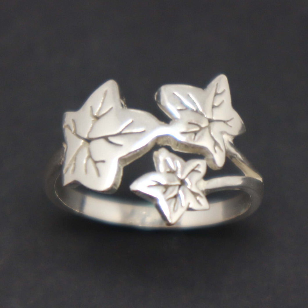 Silver Mother and Daughter Leaf Ring