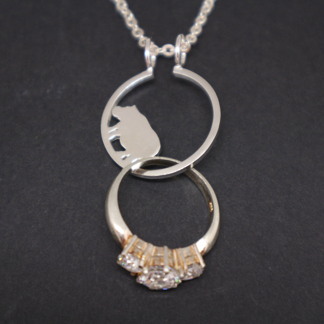 Silver Hippopotamus Ring Holder Necklace