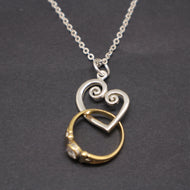 Spiral Heart Ring Holder Necklace
