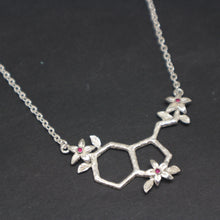 Load image into Gallery viewer, Serotonin and Flower Molecule Necklace
