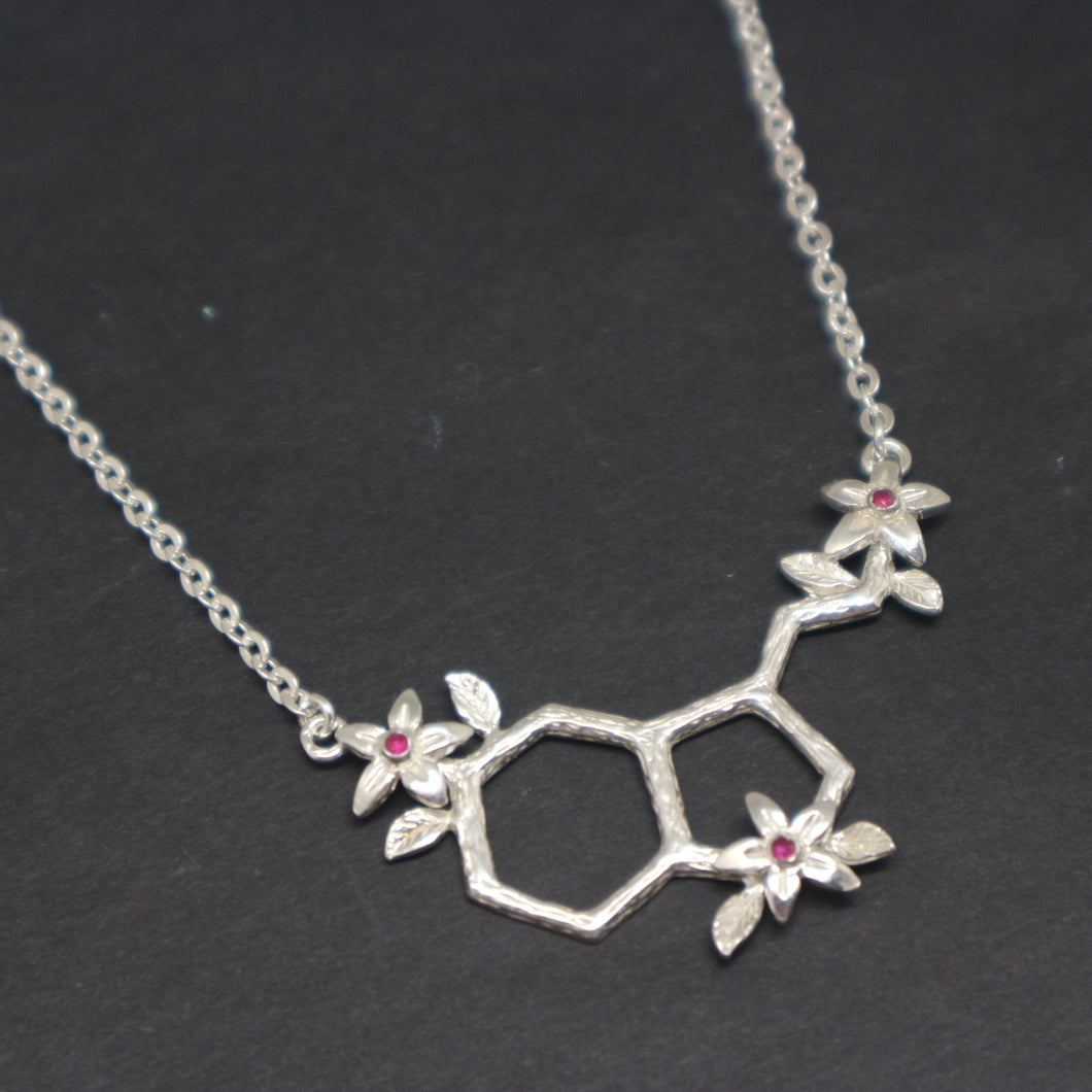 Serotonin and Flower Molecule Necklace