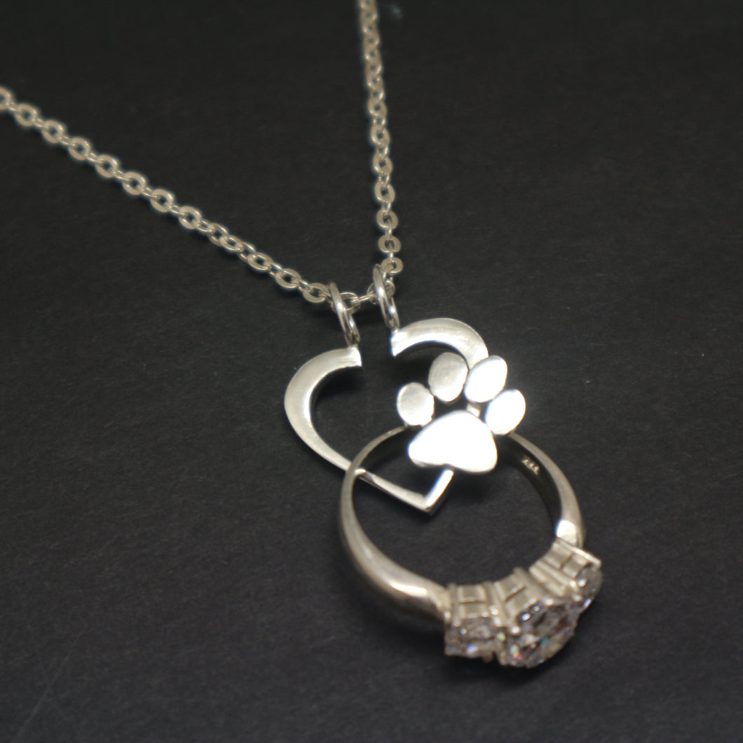 Paw Print Ring Holder Necklace