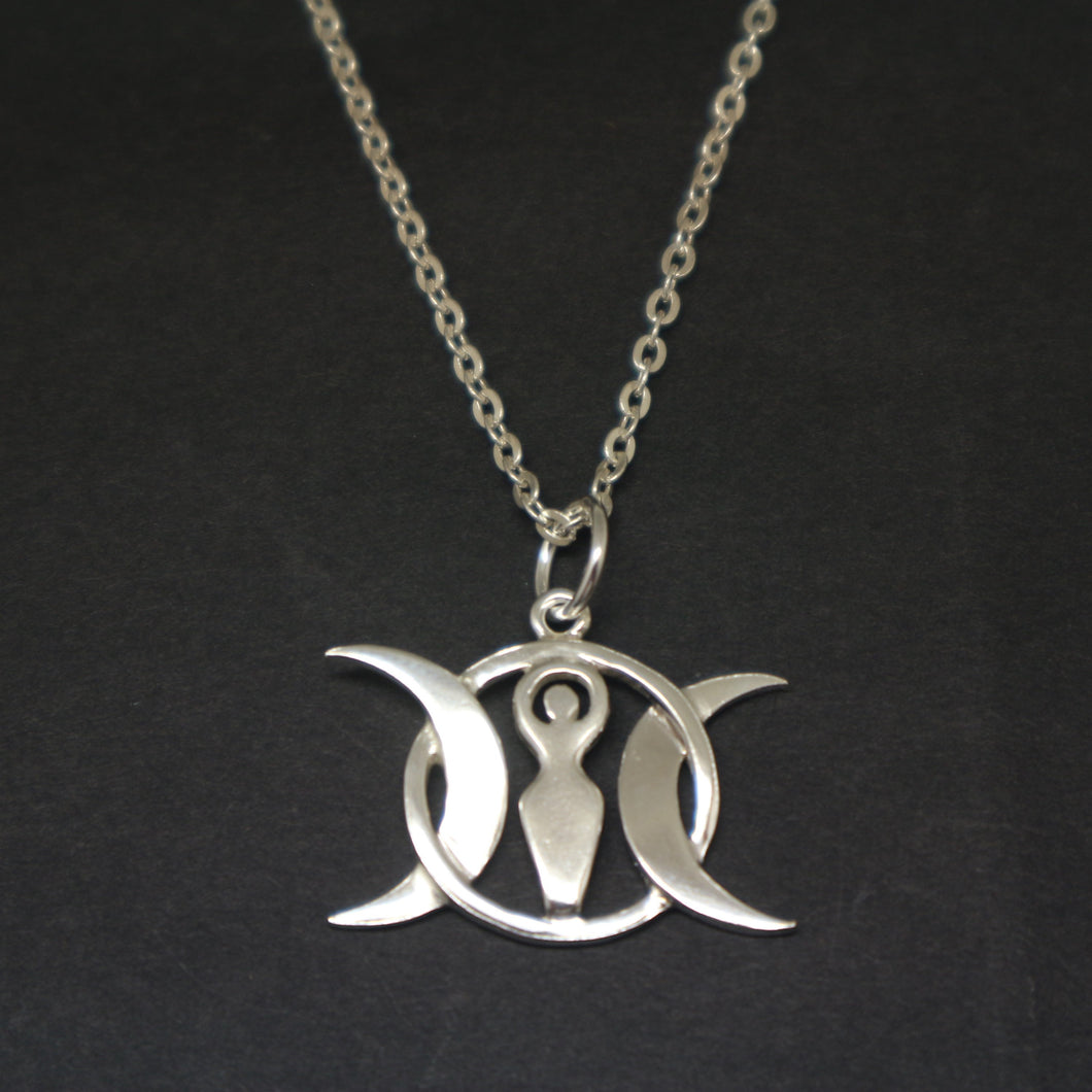Silver Goddess Moon Necklace Pendant