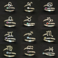 Silver Zodiac Ring with Birthstone