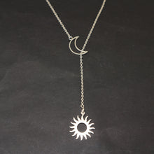 Load image into Gallery viewer, Crescent Moon Sun Lariat Y Necklace
