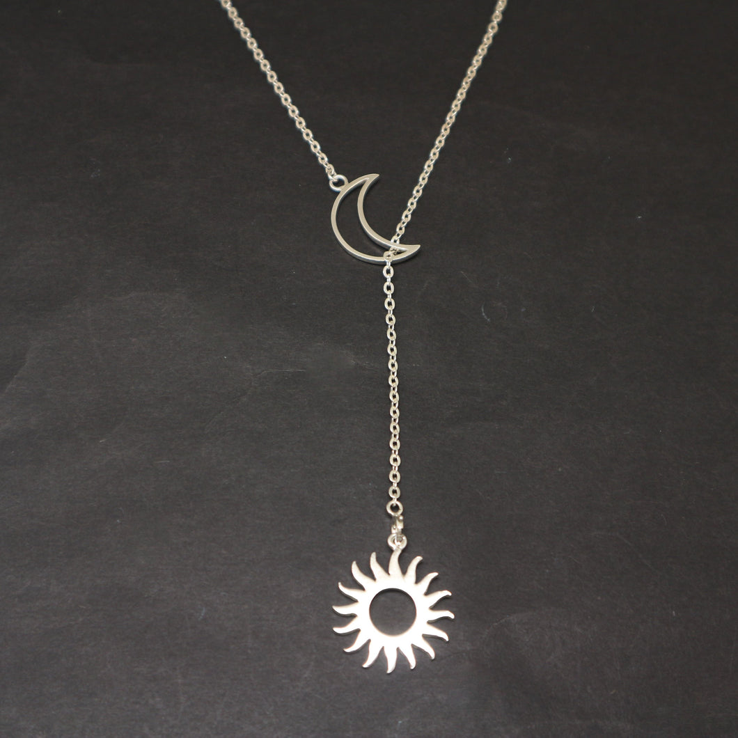 Crescent Moon Sun Lariat Y Necklace