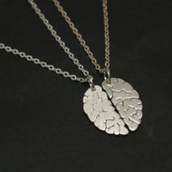 Silver Brain Neuroscience Couple Necklace for Neurologist