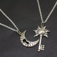 Bohemian Moon Sun Key Couple Necklace