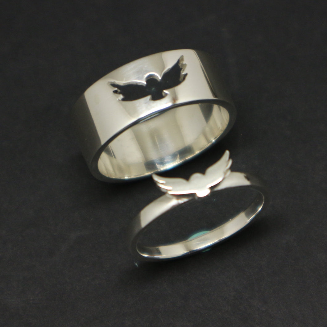 Silver Owl Promise Ring for Couples