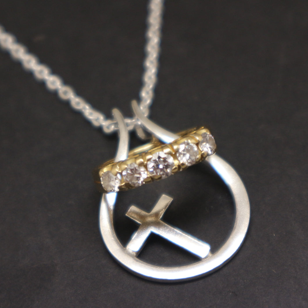 Silver Cross Ring Holder Necklace
