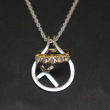 Load image into Gallery viewer, Silver Cross Ring Holder Necklace
