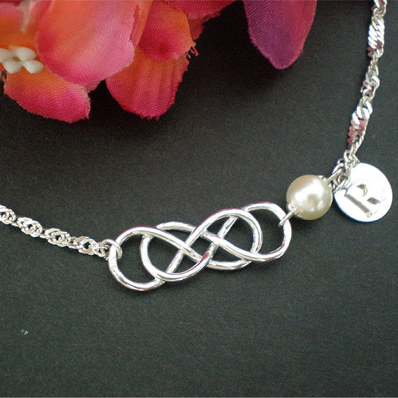 Personalize Pearl Double Infinity Bracelet