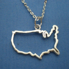 Load image into Gallery viewer, Silver Outline United States Map Necklace
