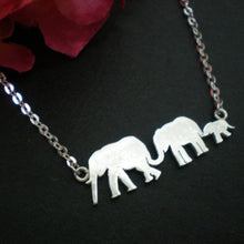 Load image into Gallery viewer, Silver Mother and Child Elephant Necklace
