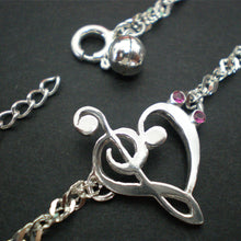 Load image into Gallery viewer, Silver Music Note Heart Bracelet
