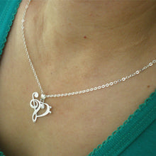 Load image into Gallery viewer, Treble and Bass Clef Heart Necklace
