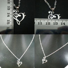 Load image into Gallery viewer, Silver Music Note Heart Necklace
