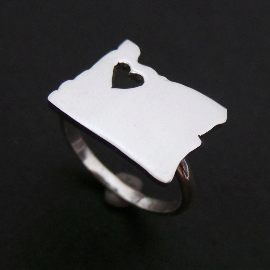 Silver Oregon State Heart Ring