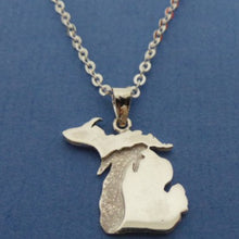 Load image into Gallery viewer, Silver Great Lakes Michigan State Necklace
