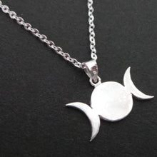 Load image into Gallery viewer, Silver Triple Goddess Moon Necklace
