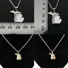 Load image into Gallery viewer, Silver Great Lakes Michigan State Necklace

