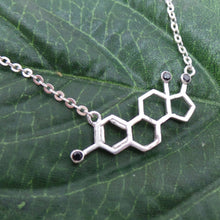 Load image into Gallery viewer, Silver Estrogen Molecule Necklace
