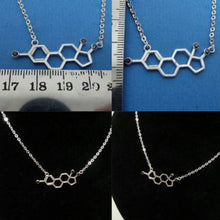 Load image into Gallery viewer, Silver Estrogen Molecule Necklace
