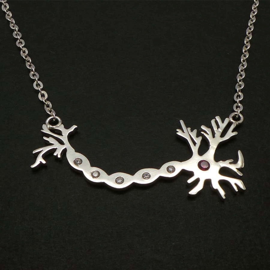Silver Science Neuron Anatomy Necklace