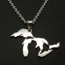 Load image into Gallery viewer, Great Lakes Michigan State Necklace
