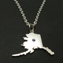 Load image into Gallery viewer, Blue Sapphire Alaska Home State Necklace
