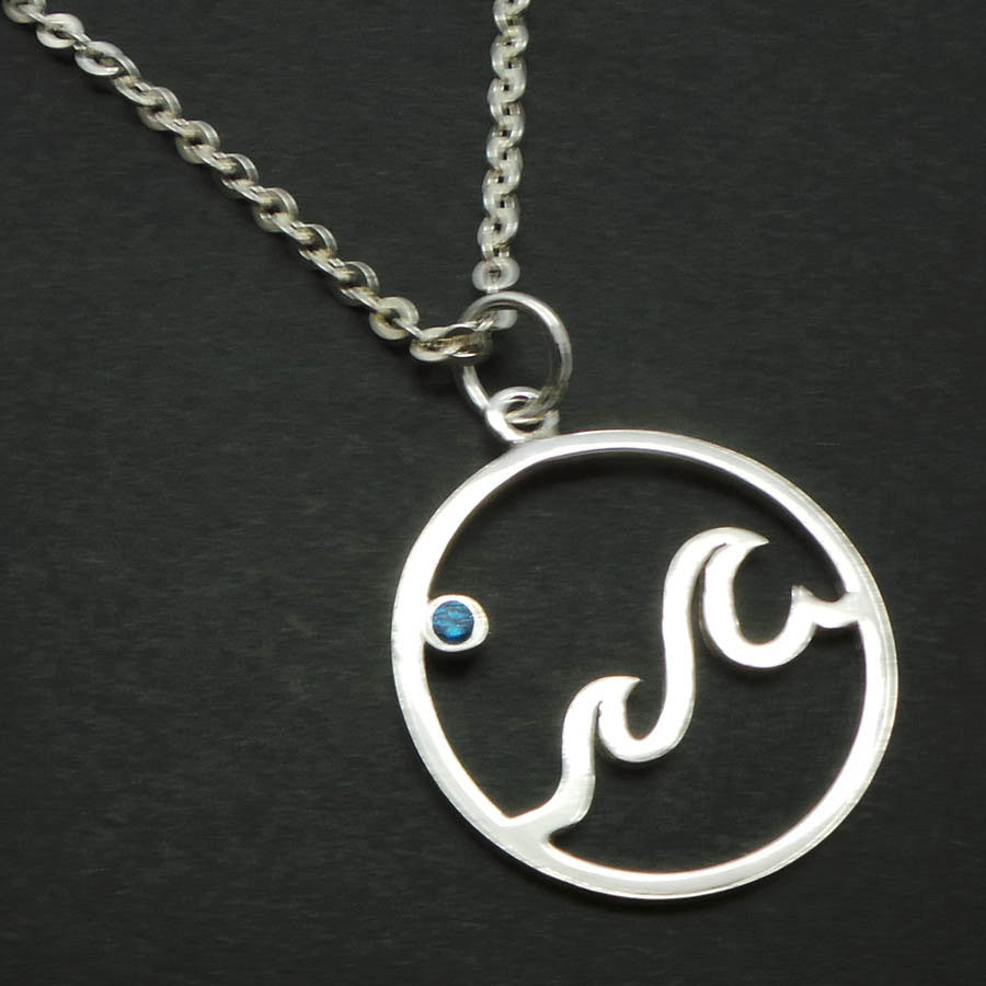 Sterling Silver Ocean Blue Wave Necklace