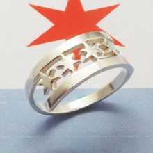Load image into Gallery viewer, Chicago Flag Silver Ring
