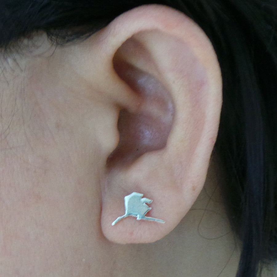 Silver Alaska State Stud Earring