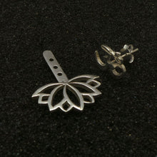 Load image into Gallery viewer, Silver Om Lotus Ear Jacket Stud Earring
