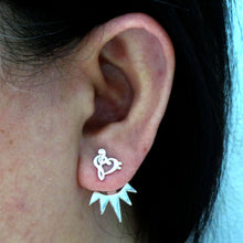 Load image into Gallery viewer, Silver Music Note Ear Jacket Stud Earring
