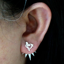 Load image into Gallery viewer, Silver Music Note Ear Jacket Stud Earring

