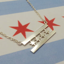 Load image into Gallery viewer, Silver Chicago Flag Necklace
