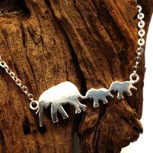 Load image into Gallery viewer, Silver Mother Daughter Elephant Necklace
