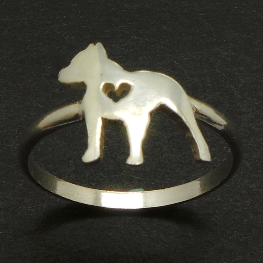Dog Pitbull Silver Ring