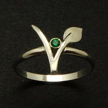 Load image into Gallery viewer, Silver Vegan Vegetarian Symbol Ring
