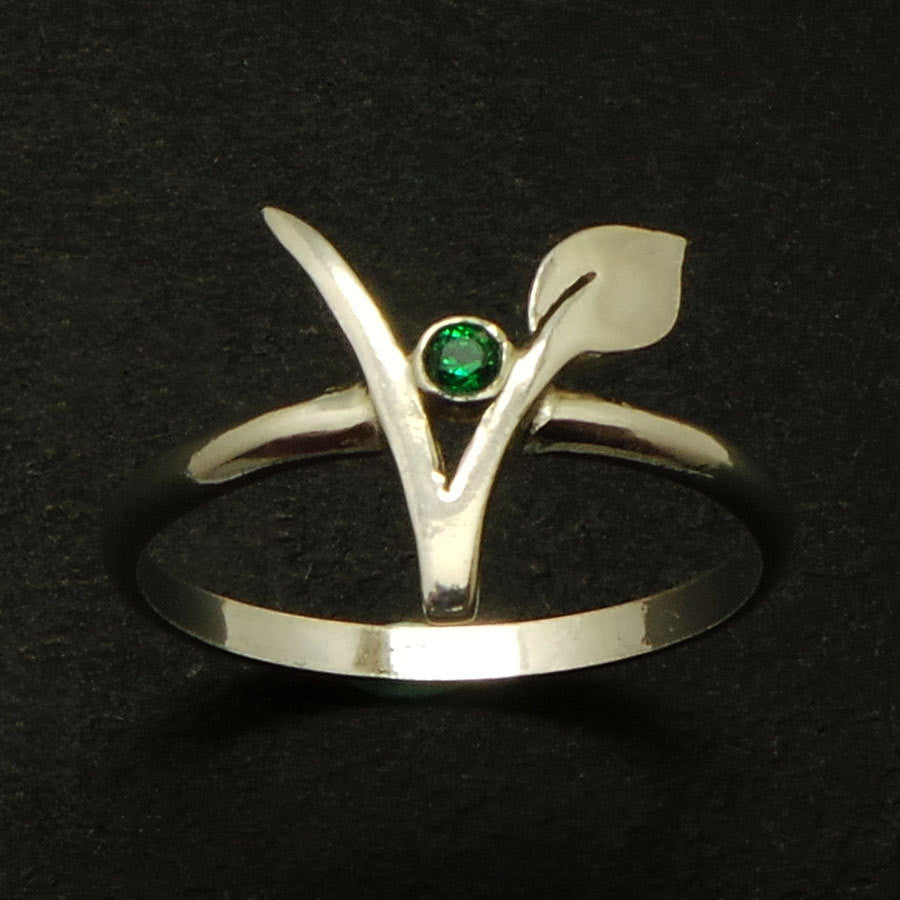 Silver Vegan Vegetarian Symbol Ring