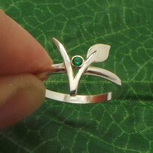 Load image into Gallery viewer, Silver Vegan Vegetarian Symbol Ring
