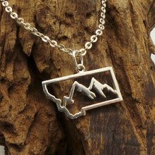 Load image into Gallery viewer, Silver Montana State Mountain Necklace
