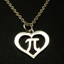 Load image into Gallery viewer, Silver Heart Math PI Necklace
